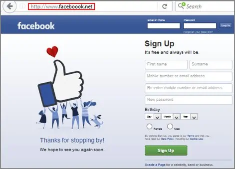 Phishing page hosted on a compromised site