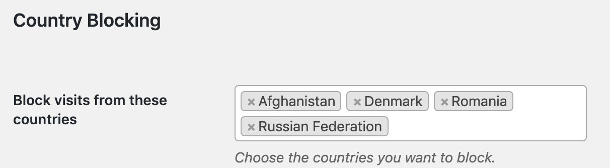 Country blocking