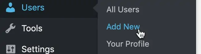 Add New User in WordPress Menu Item