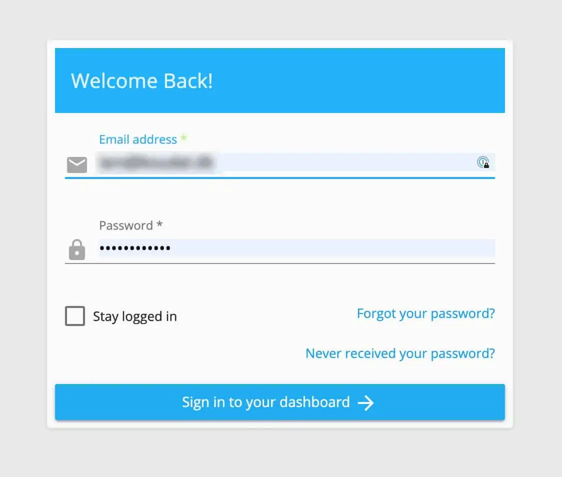 Enter name and email