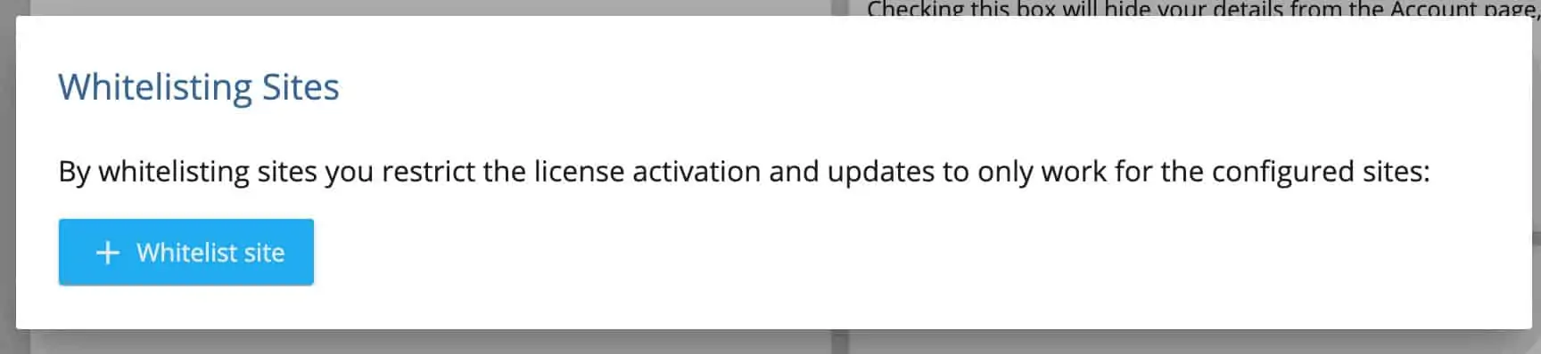 Button to deactivate a license for a website