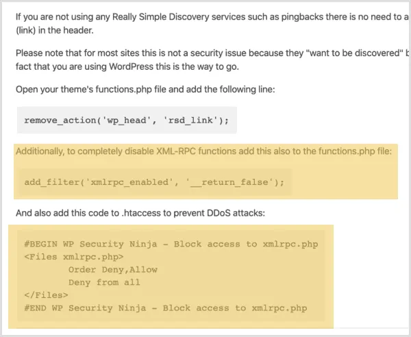 Two fixes related to xmlrpc.php