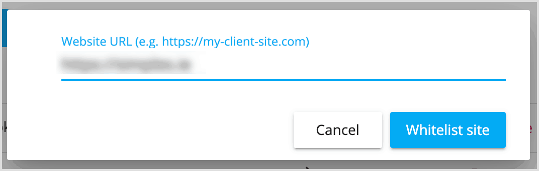 Enter URL to whitelist site