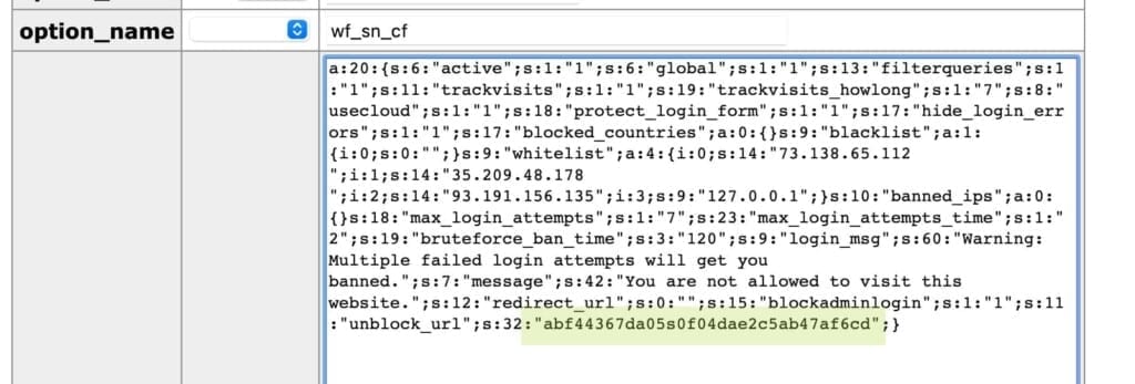Looking up unblock URL in MySQL database