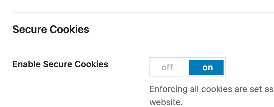Secure Cookies - Enable or disable