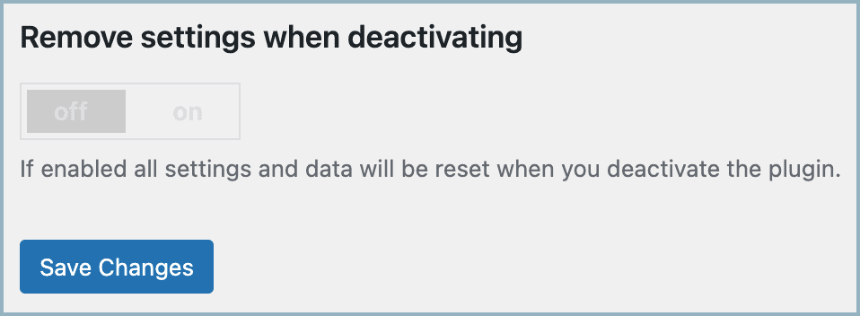 Remove settings when deactivating