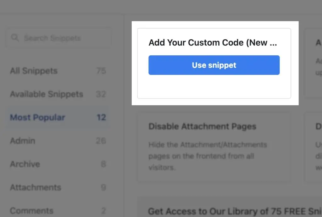 Add your Custom Code (New Snippet)