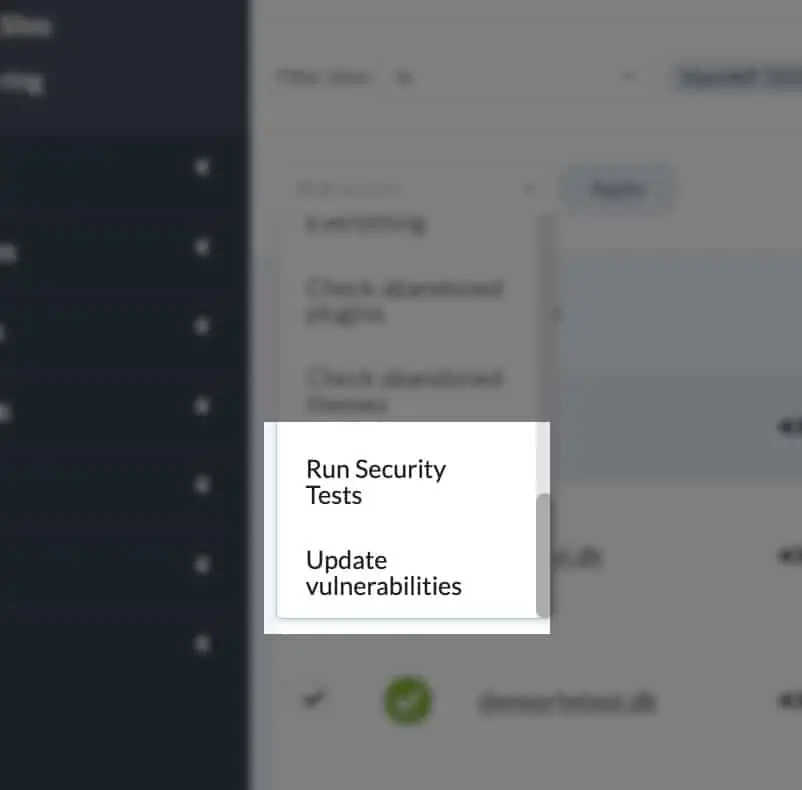 Bulk actions in MainWP