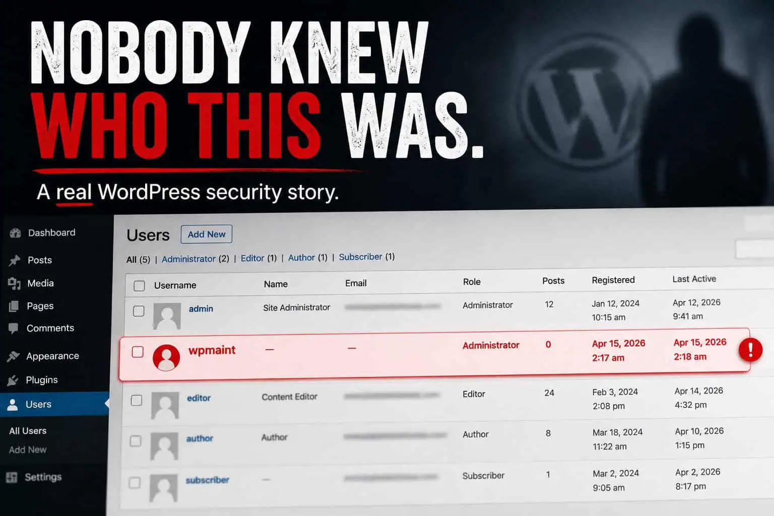 Who is the mysterious wpmaint WordPress administrator?