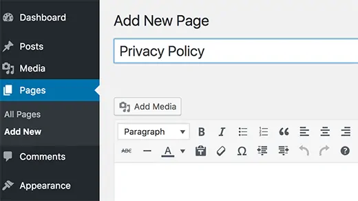 Privacy Policy Wordpress