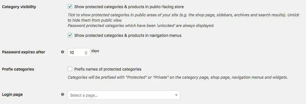 WooCommerce Private Categories Setting Page