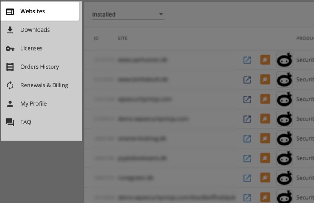 The navigation in your account page
