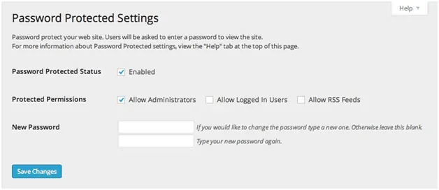 password protect setting