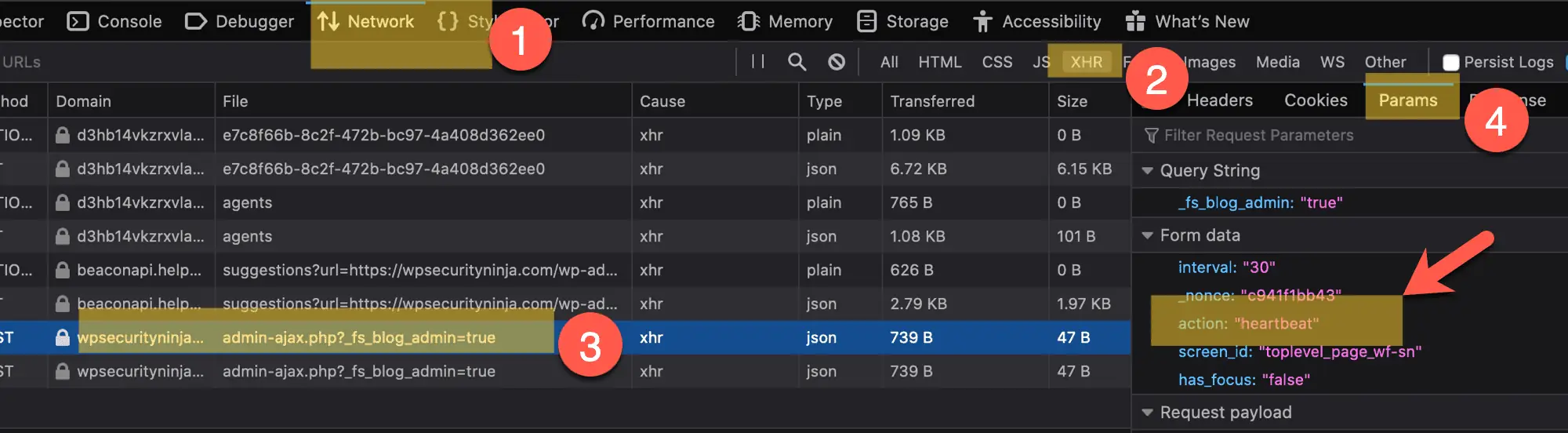 Use developer tools to find cause of admin-ajax.php requests