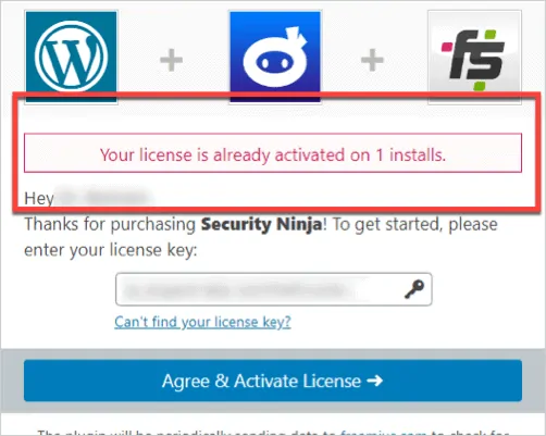 Your license is already activated on 1 installs