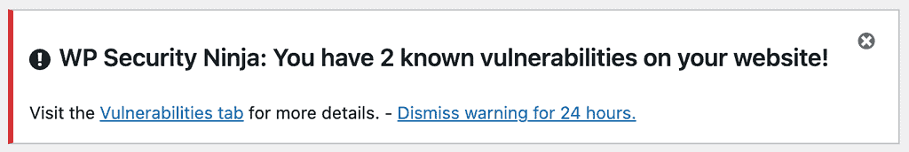 You have two new known vulnerabilities on your website
