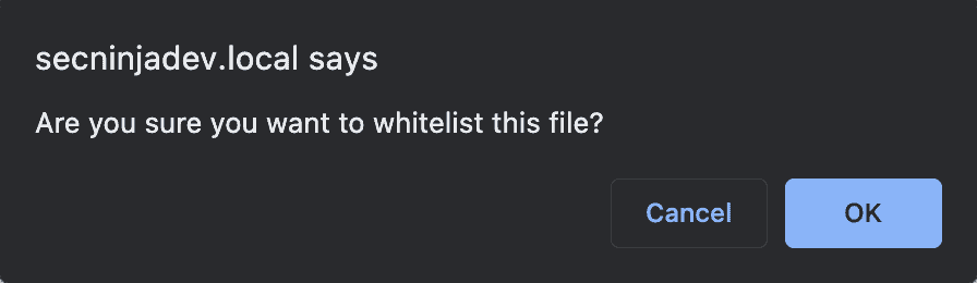 Are you sure you want tot whitelist this file?