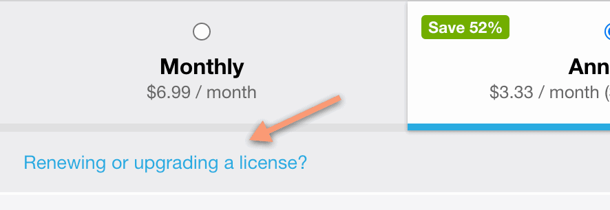 Click the renewing or upgrading a license