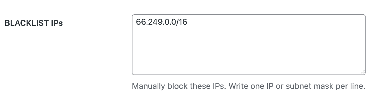 Blacklist IP range