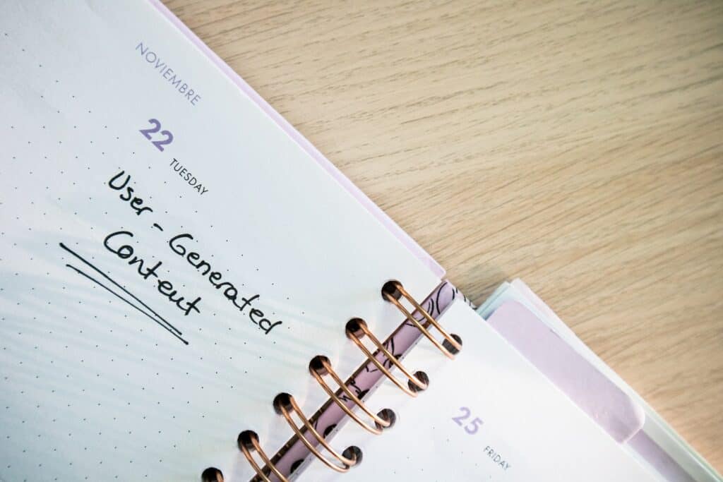 a close up of a planner on a table