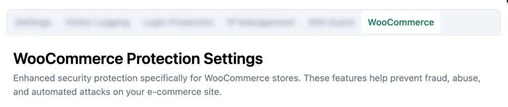 WooCommerce Protection settings